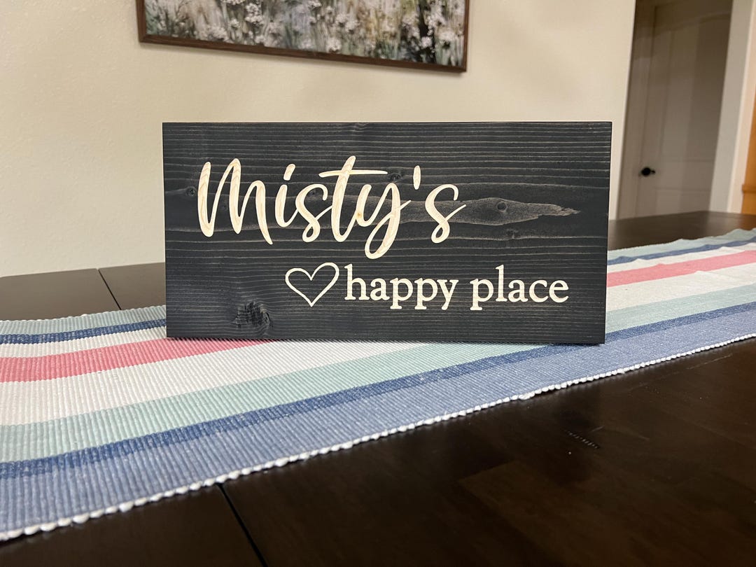 Personalized Engraved Happy Place Sign - Etsy
