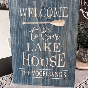 Personalized Engraved Welcome to Our Lake House Oar Sign