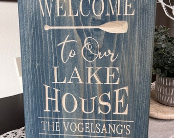 Personalized Engraved Welcome to Our Lake House Oar Sign