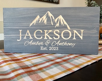 Personalized Engraved Mountain Wedding Sign