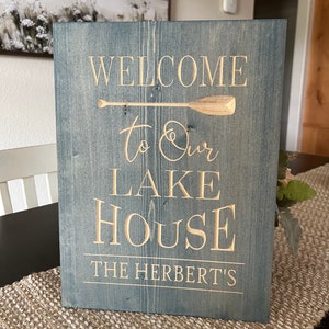 Personalized Engraved Welcome to Our Lake House Oar Sign