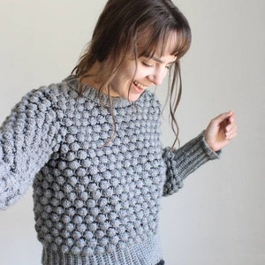 Bobblicious Sweater Adult CROCHET PATTERN Bobble Stitch Pullover image 3