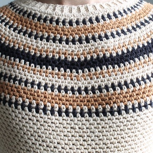 Homolovi Pullover Crochet Pattern Top-Down Circle Yoke Sweater Linen Stitch Colorwork image 2