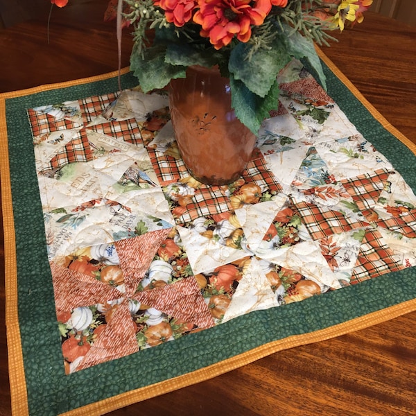 Table cloths/ linens/ kitchen/ topper/ thanksgiving/ fall pumpkins/ pheasants/ leaves