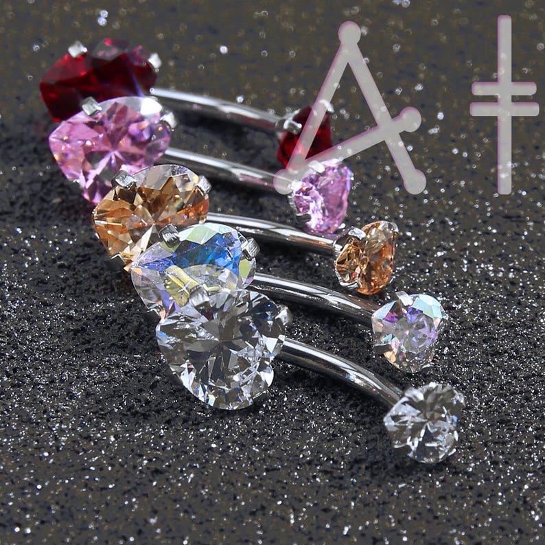 Heart Crystal Navel Bar Belly Button Rings Body Navel Piercing Rings for Summer Jewelry