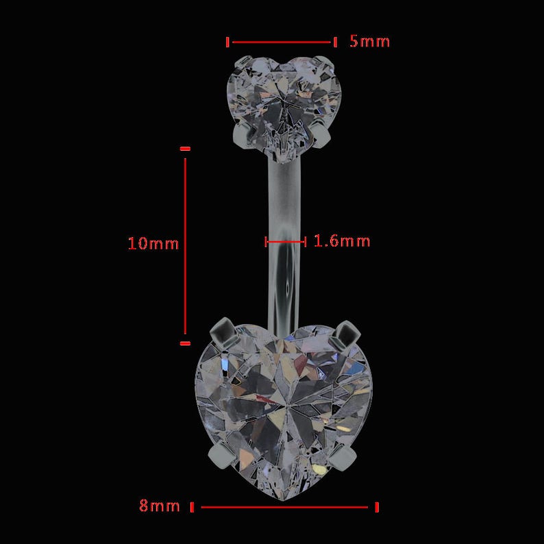 Heart Crystal Navel Bar Belly Button Rings Body Navel Piercing Rings for Summer Jewelry