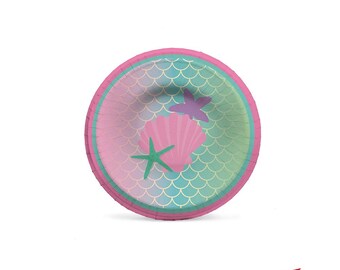 Mermaid Party Snack Plates – Under The Sea Theme, 16 Count