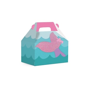 Mermaid Party Favor Boxes - 10 Pack  12cm x 8cm x 12cm First Birthday | Mermaid Party | Mermaid Surprise Bag | Girls Birthday Party
