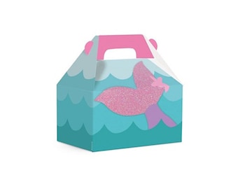 Mermaid Party Favor Boxes - 10 Pack  12cm x 8cm x 12cm First Birthday | Mermaid Party | Mermaid Surprise Bag | Girls Birthday Party