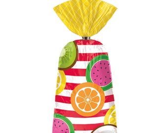 TUTTI FRUTTI Treat Bags - 8 Pack 5.9 x 11.4" Tutti Frutti Party Supplies, Twotti Frutti  Birthday Party Kit, Birthday Party Decoration
