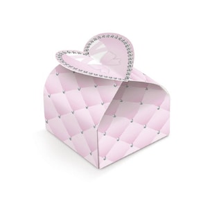 Pink Heart Favor Box | Elegant Party Candy Box | Bridal Shower Gift | Baby Shower Keepsake | Princess Party Favors | 10 Pack