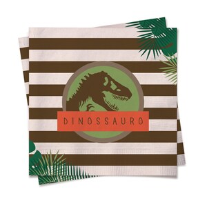 Dinosaur Napkins 9&quot; x 9&quot; - 20 Pack | Dino Kids Party Supplies | Dinosaur Birthday Decor | Baby Shower | Dinosaur Theme Tableware