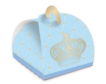 Prince Party SMALL Favor Boxes 2.5 x 2.5 x 2.1  inches Approx. - 24 Pack | Boy Baby Shower Decorations | Prince Birthday Party