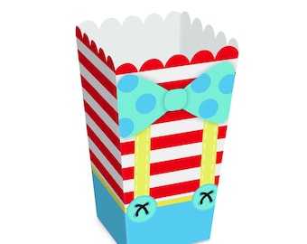 Circus Party Favor Boxes - Carnival Striped Treat Container, 10 Pack