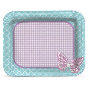 Butterfly  Birthday Party Purple Rectangular Tray 34x28x1.3 CM / Girls Birthday, Party Supplies, Baby Shower, It&#39;s a Girl, Butterfly Party
