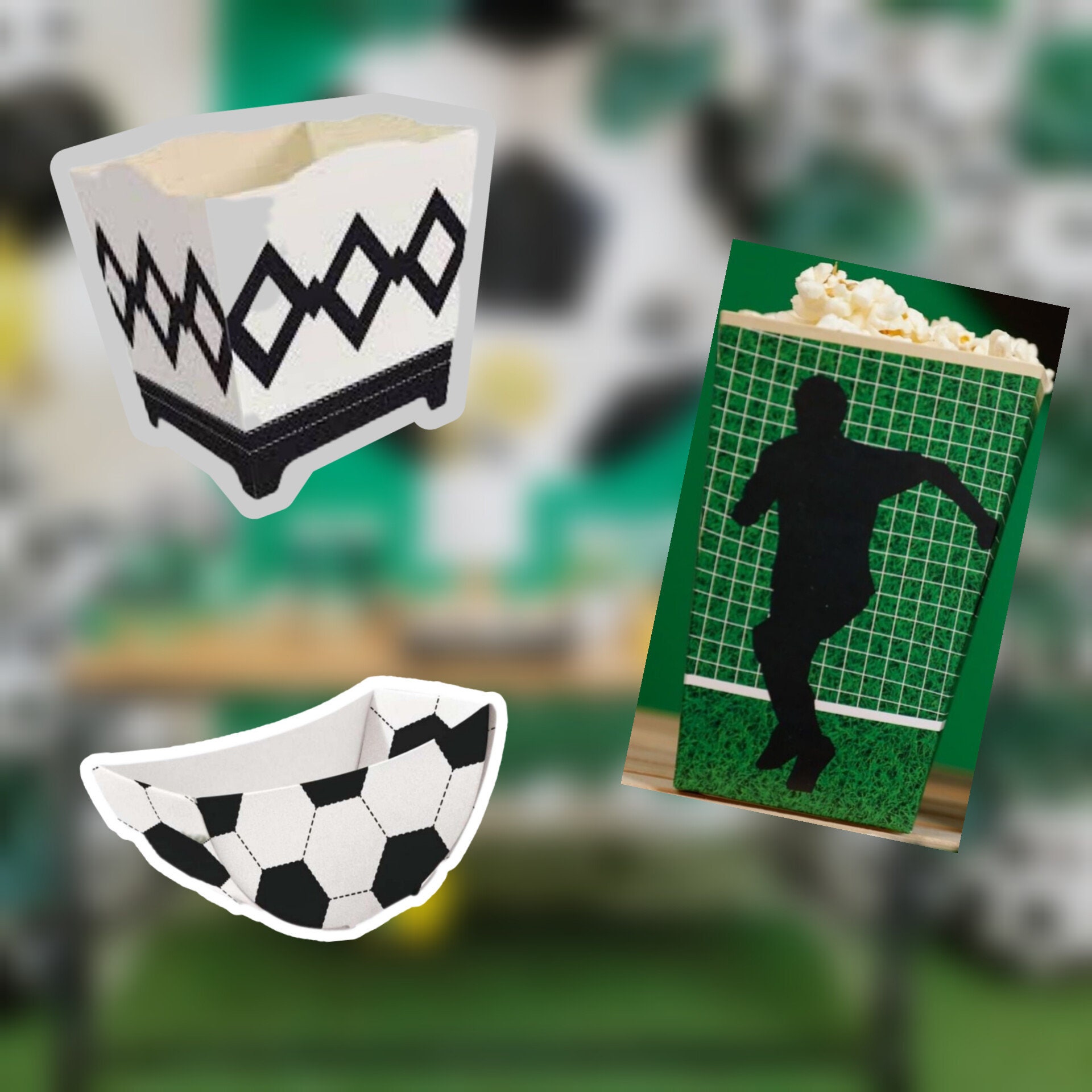 26 Pieces Soccer Party Kit Black and White Sweets Box 8 Pack Pop Corn Sweets Box 10 Pack and Candy Bowl 8 Pack Party Supplies