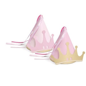 Princess Birthday Party Hats - 8 Pack 5 x 6.5 Inches Princess Party Theme, Princess Girl, Princess Baby Shower, Princess Birthday