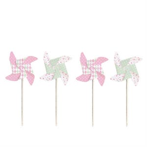 CAROUSEL PARTY  Windmill Cupcake toppers - 12 Pack Carousel First Birthday Decorations, Pink Carousel, Baby Shower, Party Supplies