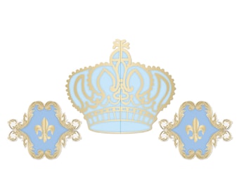 Prince Birthday Party Backdrop – Crown & Fleur-de-lis Decorations