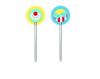 CIRCUS Cupcake Toppers Picks 3.6cm x 10cm - 12 Pack-Circus Theme Party Supplies-Circus Birthday Party-Carnival Theme Decorations-Baby Shower