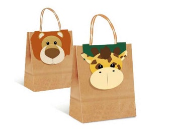 Safari Treat Bags 10 Pack | Lion & Giraffe Party Favor Bags 10 Pack