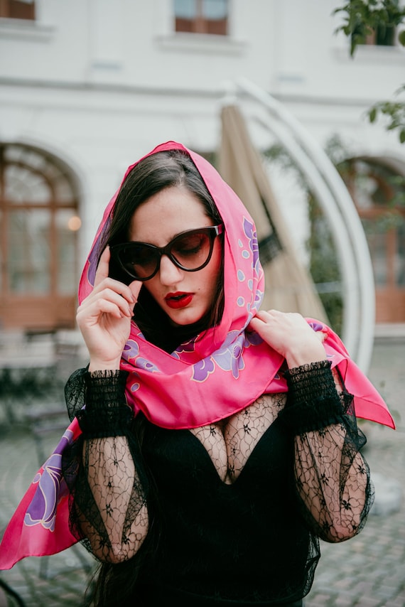 Magenta silk scarf sale
