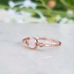 Natural Rose Quartz Ring,Light Pink Ring,Gemstone Ring,14k Gold Filled or Rose Gold Filled Ring,Stacking Rings,Birthstone Ring,April Ring