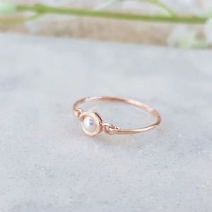 Tiny Gold  Pearl Ring,  June Birthstone Ring, Freshwater Pearl Ring,  Rose Gold,  Silver Ring,  Natural White Pearl,  14k Gold Natural Ring