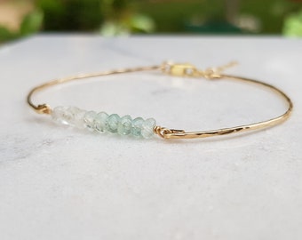 Pulsera de oro de 14k, pulsera de aguamarina, regalo de dama de honor, joyería de dama de honor, pulsera de dama de honor, piedra de nacimiento de marzo, aguamarina natural, ideas de regalo