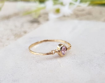 Dainty Raw Amethyst Ring, Raw Stone Ring, Delicate Ring, Raw Gemstone Ring, Amethyst Ring, February Birthstone Ring, Wire Wrapped  Ring