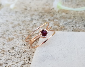 Red Garnet Ring,14k Gold Filled Ring,Genuine Gemstone,Simple Ring,Tiny Ring,Stacking Ring,January Birthstone,Gold or Sterling Silver 925
