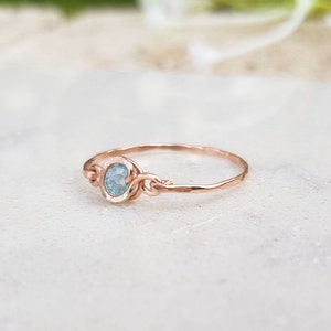 14k Rose Gold Ring,Minimal Ring,Aqua Blue Rings,Rose Gold Ring Solid,Gemstone Gold Filled 14k Ring,Birthstone Turquoise Ring,Dainty Ring image 1