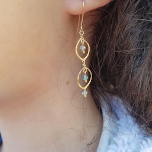 Gold 14k Leaf Earrings, Long Gold Earrings, Dangle Bridesmaids, Gift Nature Minimalist, Modern Women Fashion Jewelry, Leaves Leaf Unique