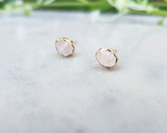 Rose Quartz Earrings, 14k Gold Filled Earrings, Sterling Silver 925 or Rose Gold Filled Earrings, Light Pink Earrings,  Pink Stone Studs