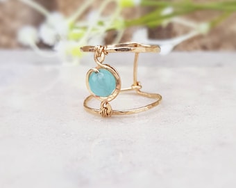 Dainty Chalcedony Ring,Minimal Ring,Aqua Blue Rings,Gold Ring Solid,Aqua Blue Ring,Gemstone Gold Filled 14k Ring,Birthstone Turquoise Ring