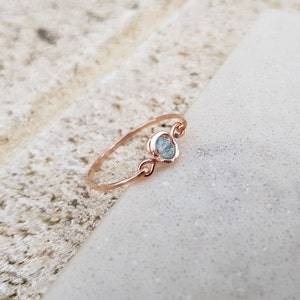 14k Rose Gold Ring,Minimal Ring,Aqua Blue Rings,Rose Gold Ring Solid,Gemstone Gold Filled 14k Ring,Birthstone Turquoise Ring,Dainty Ring image 2