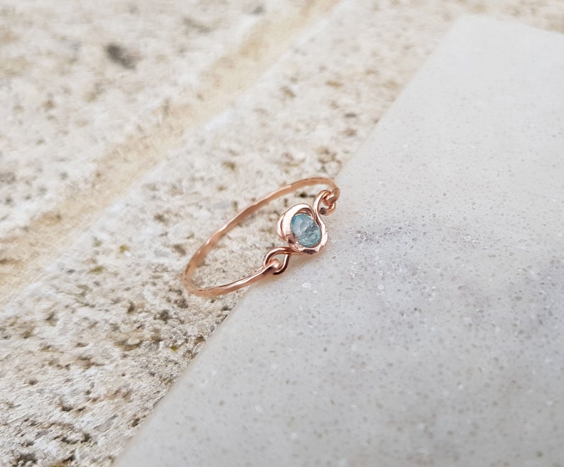 14k Rose Gold Ring,Minimal Ring,Aqua Blue Rings,Rose Gold Ring Solid,Gemstone Gold Filled 14k Ring,Birthstone Turquoise Ring,Dainty Ring image 2