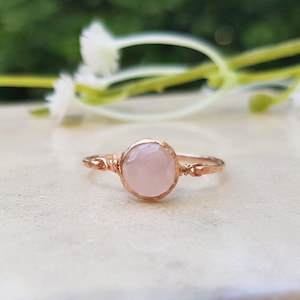 14k Gold Filled or Rose Gold Filled Ring, 6mm Natural Rose Quartz, Birthstone Ring, April Ring, Rose Quartz Ring, Light Pink Gemstone Ring.