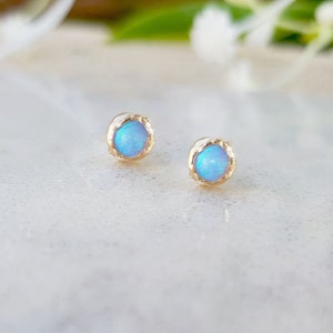 Blue Opal Earrings, Blue Opal Stud Earrings, White  Blue Green Opal Stud Earrings, Blue Opal Earrings ,Stud Earrings, Natural