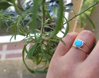 Opal Ring,Gold Opal Ring,White Opal Ring,October Birthstone,Stacking Ring,Dainty Gold Ring,Natural Opal Engagement Ring,Delicate Ring