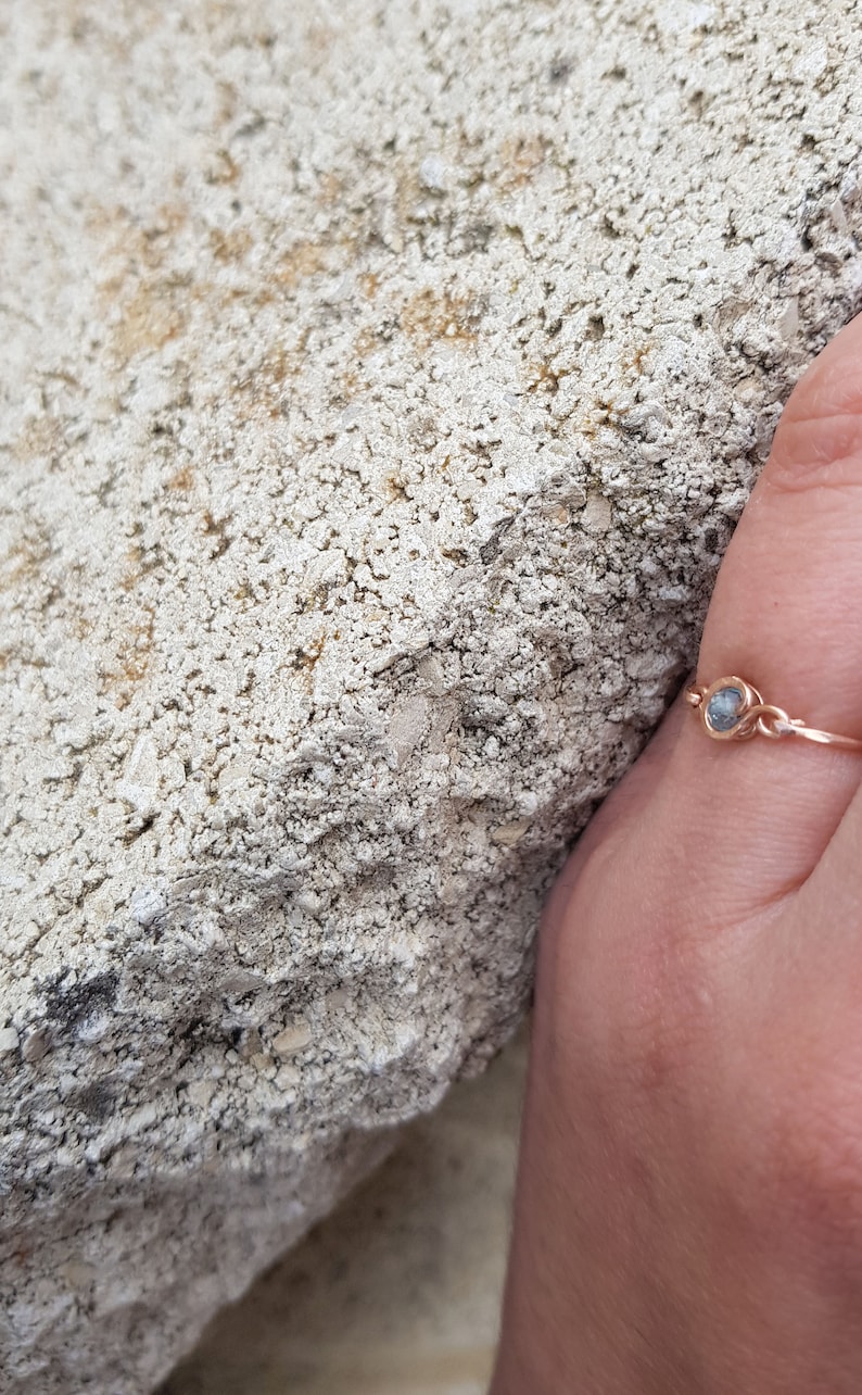 14k Rose Gold Ring,Minimal Ring,Aqua Blue Rings,Rose Gold Ring Solid,Gemstone Gold Filled 14k Ring,Birthstone Turquoise Ring,Dainty Ring image 5