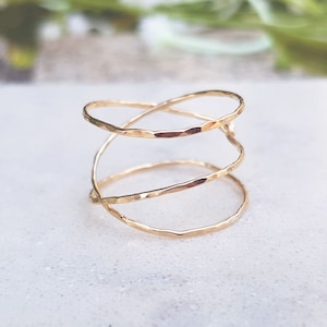 14k Gold Filled Ring,Sterling Silver 925,Adjustable Ring,Women Ring,Gift For Her,Wire Wrapped Ring,Gold Minimal Ring,Spiral Ring,Rose Gold image 1