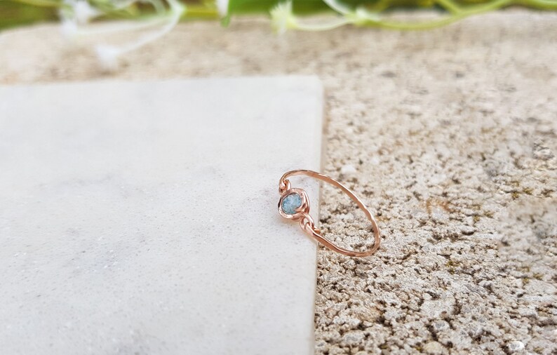 14k Rose Gold Ring,Minimal Ring,Aqua Blue Rings,Rose Gold Ring Solid,Gemstone Gold Filled 14k Ring,Birthstone Turquoise Ring,Dainty Ring image 3