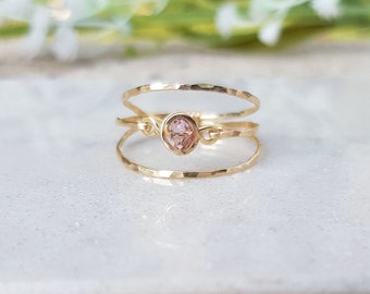 Tourmaline Ring, Natural Pink Tourmaline Ring, 14k Gold Tourmaline Ring, Wire Wrapped Ring, Dainty Tourmaline Ring, Gemstone Ring, Pink Ring