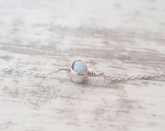 Weißes Opal Armband, Opal 925 Sterling Silber Armband, Opal Schmuck, kleines Opal Armband, Perlen Armband, natürliches Opal Armband.