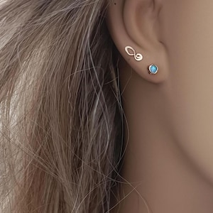 Wire Wrapped Stud Earrings, 14k Gold Filled Earrings, Sterling Silver Earrings Opal Stud Earrings.