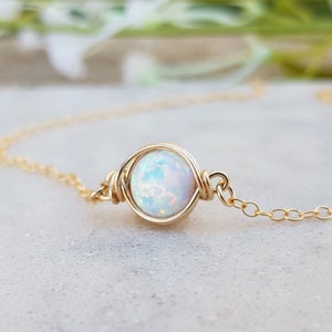 Bridesmaid Gift, Minimalist, Opal Gift Opal Bracelet In Gold/Silver, Birthstone for October, White Opal, Anniversary Gift.