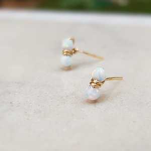 Opal Stud Earrings,Gold Opal Earrings,Opal Earrings,Stud Opal,Gold filled Earrings,Delicate Earrings,Stud Gold Earrings,White Stud Earrings