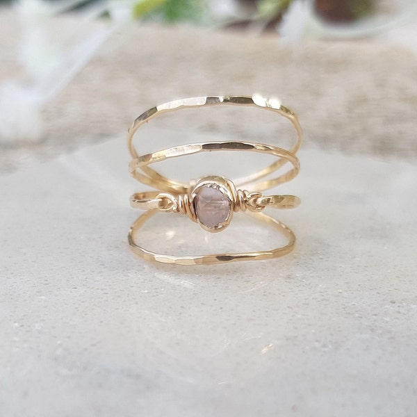 14k Gold Filled Amethyst Ring,February Stacking Ring,Gold or Silver Ring,Purple Ring,Double Ring,Sterling Silver Ring,Light Purple Ring