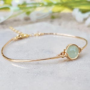 Aquamarin-Edelstein-Armband, März Birthstone Armband, Sterlingsilber oder Gold gefüllt, Edelstein-Armband.